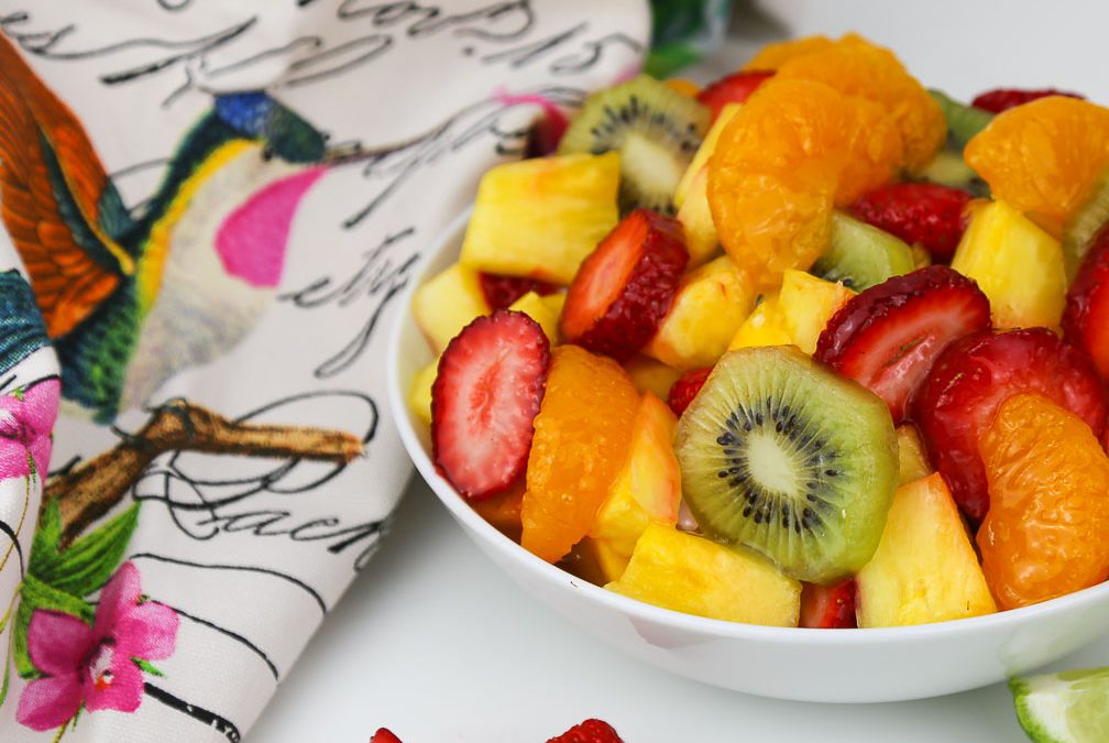 Tropical Fruit Salad with a Ginger Lime Dressing