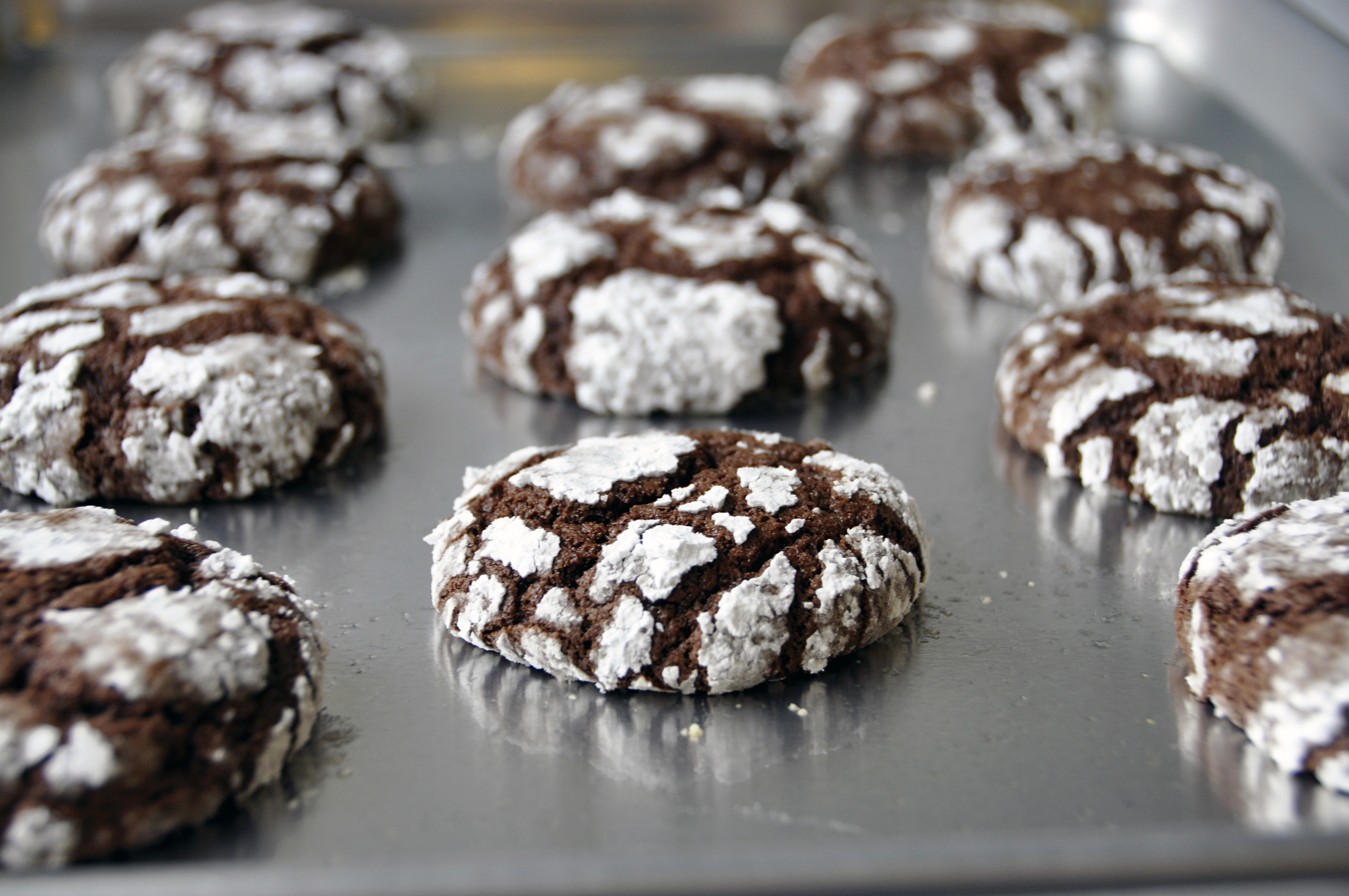 Chunky Chocolate Crinkle Cookies.