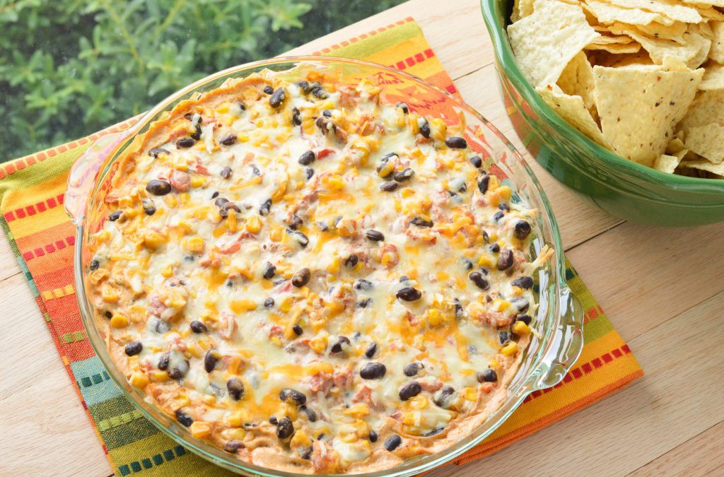 Hot Cheesy Black Bean & Corn Dip