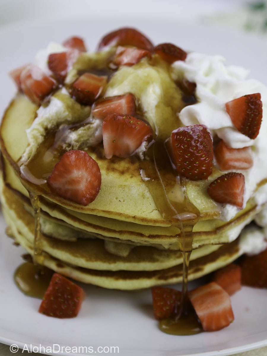 Buttermilk Pancakes with Strawberries and Cream