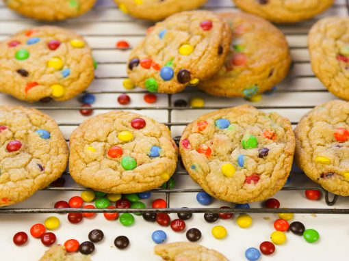 Mini M&M Cookies with Toffee Bits
