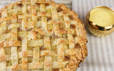 French Apple Custard Pie with Creme Anglaise Sauce
